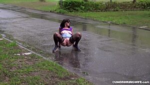 Wife Gangbanged by Strangers in Car Dogging Session Outdoor Public Creampie