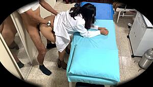 spying on cute latina bending over in hospital cam