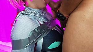 gwen stacy rocks spider cosplay for wet blowjob and kinky facial cumshot in private