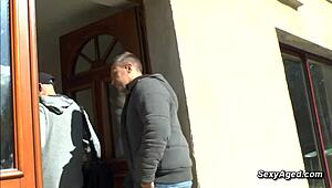 busty blonde mature milf cougar takes double vaginal penetration gangbang riding from group pounding