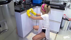 Karla Rivera Begs for It! Blonde Latina Maid Smashed Rough in Garage Uniform