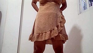 stepdaughter flashes tight pussy and big tits while cleaning for stepdad