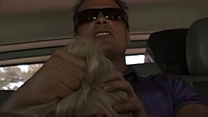 damn this platinum blonde rides that stallion hard in the car