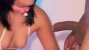 gatita morena moans wildly as young stud pounds her tight pussy