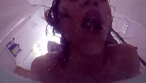Skinny Asian Slut Candy Cruise Gags on Cock in Bathtub POV Deepthroat Choking Poolside