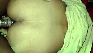 bhabhi moans as devar fingers her tight ass in bathroom before first anal plunge. roommate watches the horny housewife ride small cock.