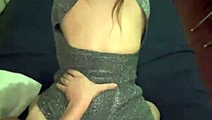 Beautiful big ass bent over in sparkly party dress doggystyle