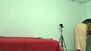 chubby 18-year-old latina student adjusts sexy uniform before early class