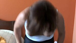 stepson strokes huge load watching stepmom's fat tits bounce