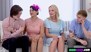 Stepsons Gossip Hot Stepmoms' Secrets in Living Room!