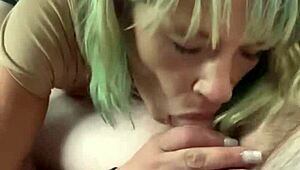 Real hooker grabs cock in backseat sucking every drop outdoors deep