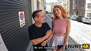 Hunt4k. Who Matters More? Football Or My Tight Redhead Pussy?