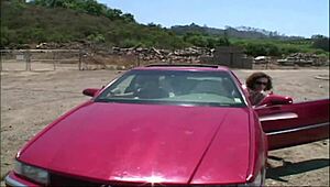 Slutty redhead milf Audrey Hollander fingers shaved pussy before outdoor cock ride