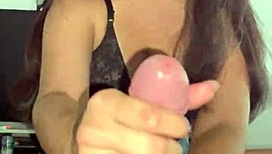 halloween witch debora prado jerks my big cock pov with her huge natural tits bouncing