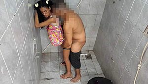 Excited Stepdad Teaches Sexy Latina Teen Doll Anal Orgasm in Bathroom Fuck