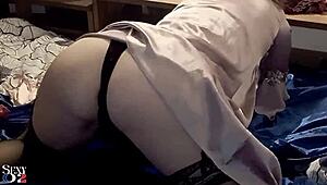 french amateur grinds satin panties doggystyle before deepthroat rimjob toy play