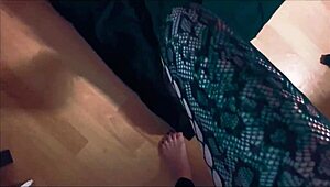 POV Couple in STOCKINGS LINGERIE Masked Russian Amateur Close-Up