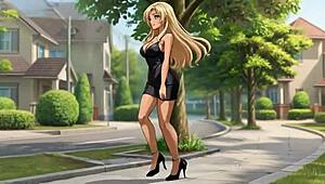 Street Teasing Blonde in Miniskirt Turns Sauna Slut for Blowjob Facial AI Hentai 3D