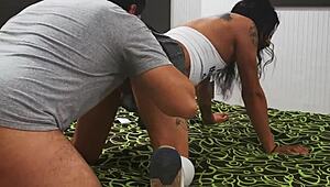 Skinny Schoolgirl in Miniskirt Gets Monster Cock Anal Pounded Cum Dripping from Gaping Ass