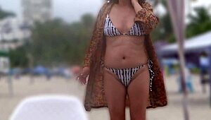voyeur films busty mature latina stepmom in bikini flashing big hairy pussy