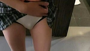 Shemale Ladyboy Flirts Seductively in Front of Mirror!