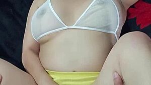 horny latina milf neighbor cheats with big cock pov... doggystyle then missionary creampie in mouth