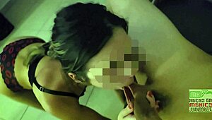 Petite Mexican wife cheats blowing and riding huge cock behind boyfriend's back