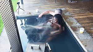 Ebony Secretary Rips Clothes For Boss's Big Black Cock In Hottub