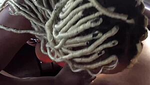 black girl drops to her knees for a wild backseat car blowjob outdoors