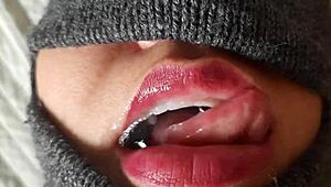 closeup blowjob tease from wet lover's hungry mouth