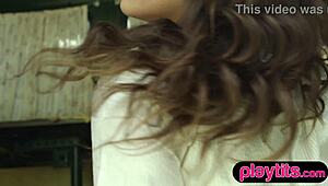 Petite Milf Car Strip Hides Perky Boob Surprise