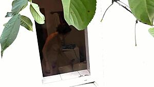 naked wife showering outdoors for neighbor's eyes only 😏💦 big ass tits wet pussy handjob tease in public bathroom milf action