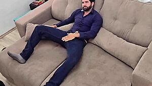 hey dude just got home from work now stroking my huge cock