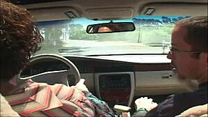 Slutty redhead milf Audrey Hollander fingers shaved pussy before outdoor cock ride