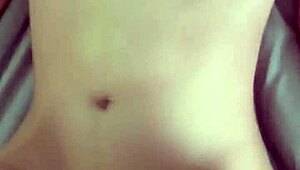 Tight wet shaved petite Asian teen couple sensual riding cowgirl juicy pussy orgasm pretty small tits belly passionate sex homemade