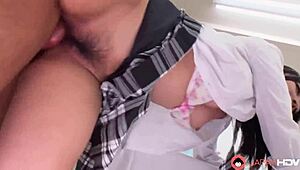 japanese teen mira hasegawa threesome in class with toys and cowgirl uncensored