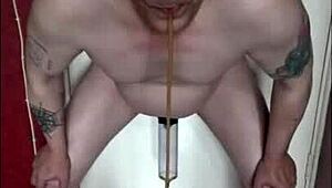 bisexual mark wright gulps down piss after piss up to ten loads in mirror