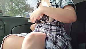 damn married woman spreads legs masturbates wild in car
