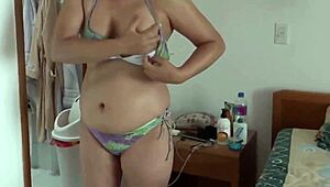 voyeur films busty mature latina stepmom in bikini flashing big hairy pussy