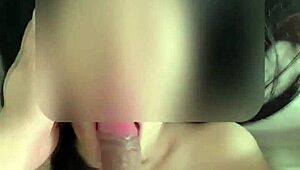 Tight wet shaved petite Asian teen couple sensual riding cowgirl juicy pussy orgasm pretty small tits belly passionate sex homemade