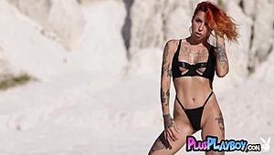Ana Almeida Strips Clothes Ripping Off Revealing Hot Latina Tattoo Body