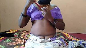 Girl On Bed Inserts Vibrator Into Tight Pussy