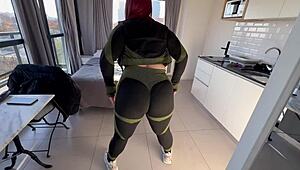 does big ass redhead fuck trainer hard then swallow facial cum?