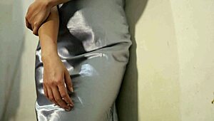 Satin Dress Girl Fingers Pussy Till Soaking Wet