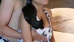 swimsuit clings to her huge tits as nipples harden from teasing zoom to quivering orgasm