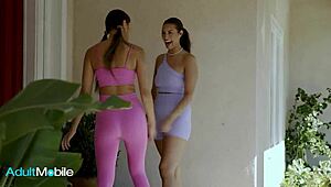 Sweaty Lesbians Pleasure Each Other on Bed with Intense Moans