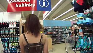 perfect czech teen stripped and teased in shop before pov anal screw