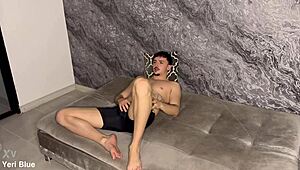 petite latina camila henao takes wild double vaginal on sofa