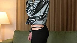 WOW HAZEL ASH!! MODELING SHINY BUTTON DOWN WITH YOGA LEGGINGS ON PHOTOSHOOT