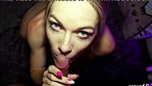 Skinny german gamer Vivi Vallentine slobs pov blowjob swallows every drop